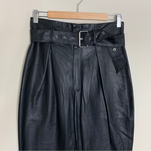 NEW Song of Style Revolve Suzie Leather Pants (Sz M) Belted Crop Black - Picture 4 of 15